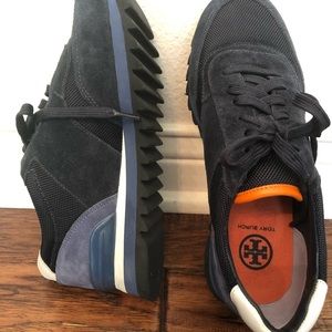 Tory Burch Blue Suede Sneakers